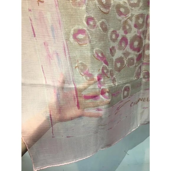 Chanel Sheer Pink Silk Scarf - Picture 7 of 7